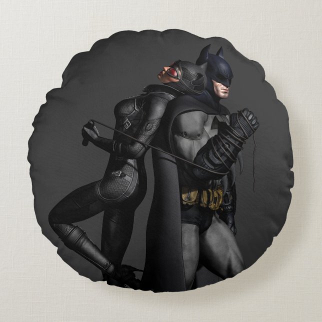Batman Arkham City | Batman en Catwoman Rond Kussen (Voorkant)