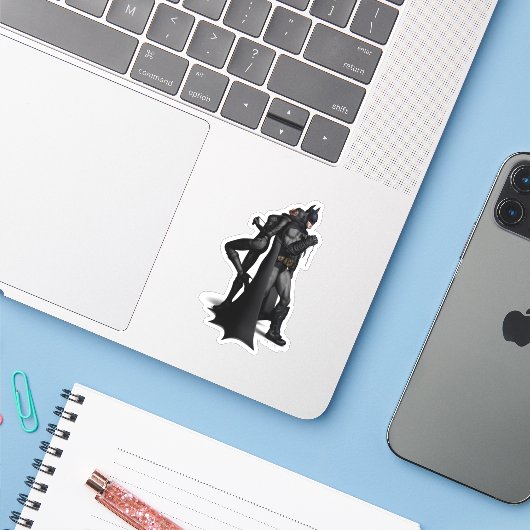 Batman Arkham City | Batman en Catwoman Sticker (Laptop met iPhone)