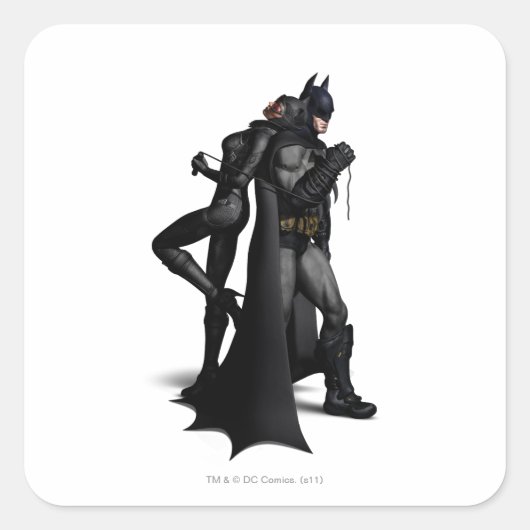 Batman Arkham City | Batman en Catwoman Vierkante Sticker (Voorkant)