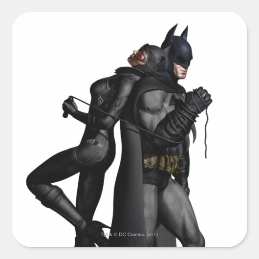 Batman Arkham City | Batman en Catwoman Vierkante Sticker (Voorkant)