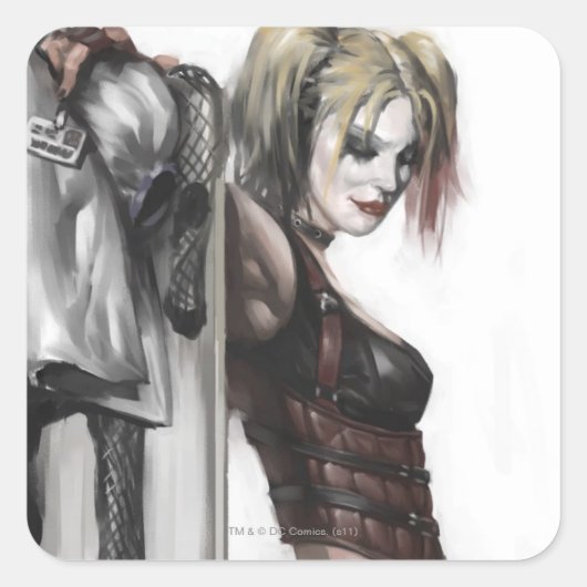 Batman Arkham City | Illustratie Harley Quinn Vierkante Sticker (Voorkant)