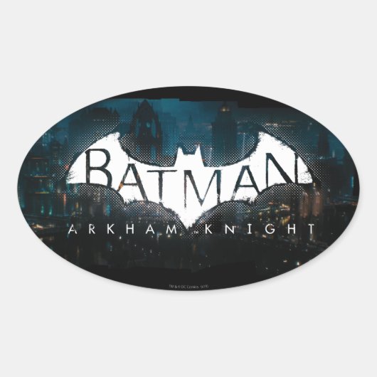Batman Arkham Knight Gotham Logo Ovale Sticker (Voorkant)