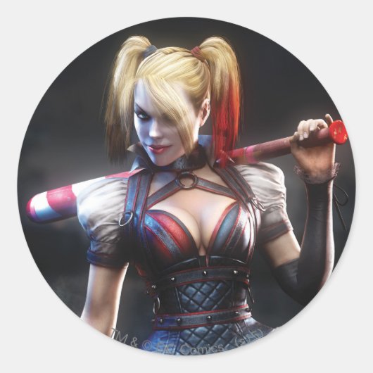 Batman Arkham Knight | Harley Quinn met Bat Ronde Sticker (Voorkant)