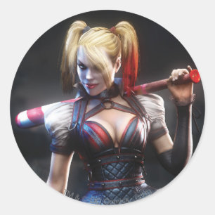 Batman Arkham Knight Harley Quinn met Bat Ronde Sticker