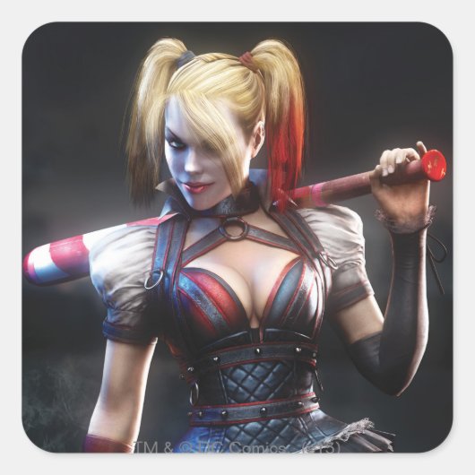 Batman Arkham Knight | Harley Quinn met Bat Vierkante Sticker (Voorkant)