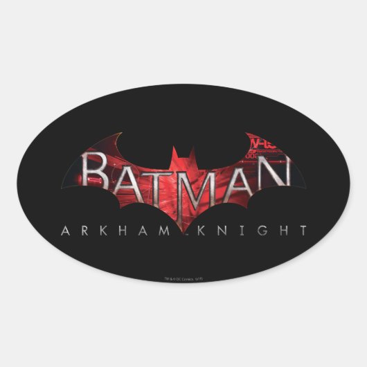 Batman Arkham Knight Red Logo Ovale Sticker (Voorkant)