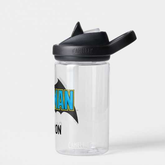 Batman |  Blauw Zwarte Logo | Jouw namen toevoegen Waterfles (Links)