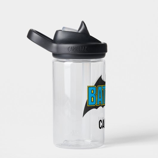 Batman |  Blauw Zwarte Logo | Jouw namen toevoegen Waterfles (Rechts)