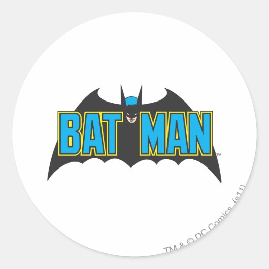 Batman |  Blauw Zwarte Logo Ronde Sticker (Voorkant)