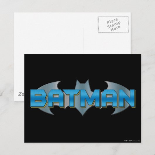 Batman | Blauwe naam Logo Briefkaart (Voorkant / Achterkant)