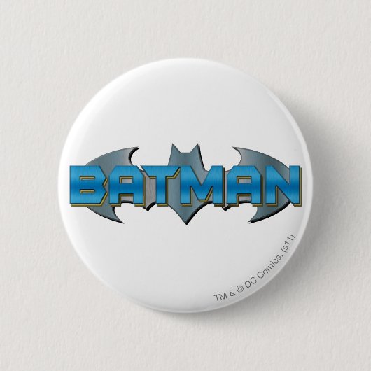 Batman | Blauwe naam Logo Ronde Button 5,7 Cm (Voorkant)