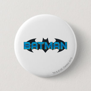 Batman Blauwe naam Logo Ronde Button 5,7 Cm