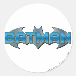 Batman   Blauwe naam Logo Ronde Sticker