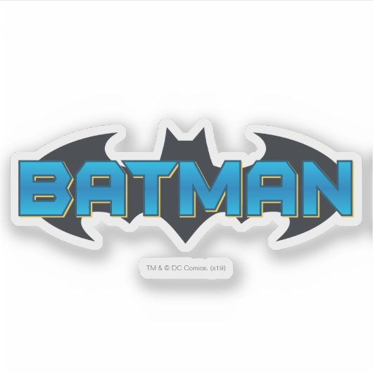 Batman | Blauwe naam Logo Sticker (Voorkant)