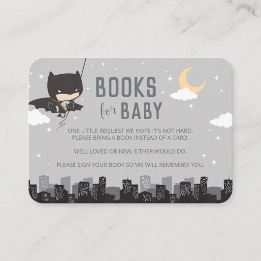 Batman Books voor Baby | Baby shower-insteekkaart Plaatskaartje (Voorkant)