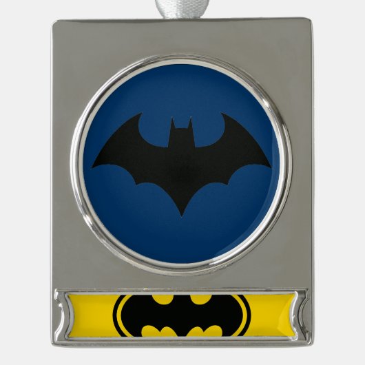 Batman-Button Verzilverd Banner Ornament (Voorkant)