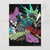 Batman Caped Crusader Neon Collage Briefkaart (Voorkant)