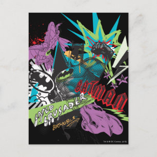 Batman Caped Crusader Neon Collage Briefkaart