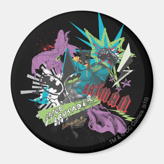 Batman Caped Crusader Neon Collage Magneet (Voorkant)