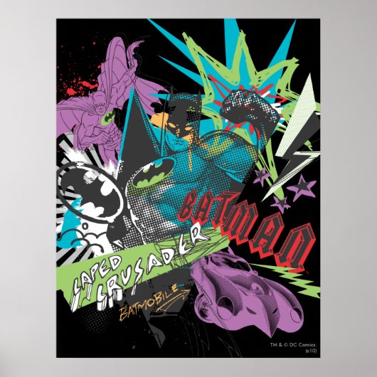 Batman Caped Crusader Neon Collage Poster (Voorkant)