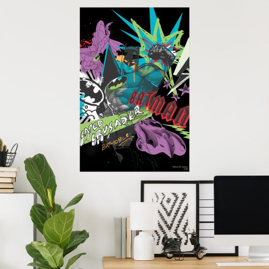 Batman Caped Crusader Neon Collage Poster (Thuiskantoor)