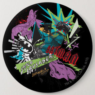 Batman Caped Crusader Neon Collage Ronde Button 6,0 Cm
