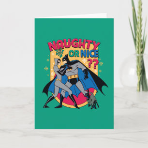 Batman  Catwoman under Mistletoe Naughty or Nice Feestdagen Kaart