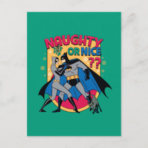 Batman   Catwoman under mistletoe Naughty or Nice Feestdagenkaart