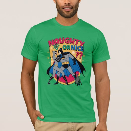 Batman | Catwoman Under Mistletoe Naughty Or Nice T-shirt (Voorkant)