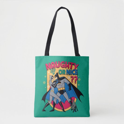 Batman | Catwoman under mistletoe Naughty or Nice Tote Bag (Voorkant)
