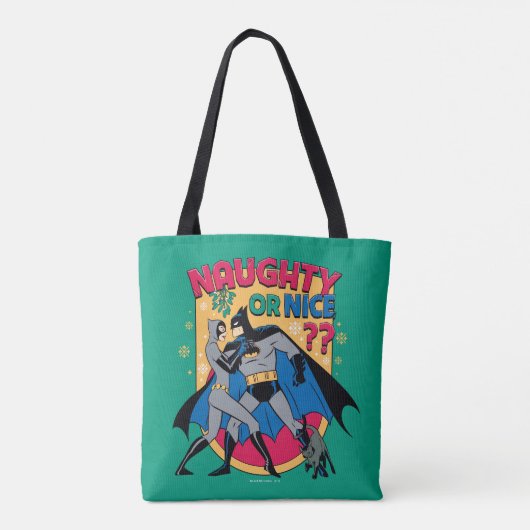 Batman | Catwoman under mistletoe Naughty or Nice Tote Bag (Achterkant)