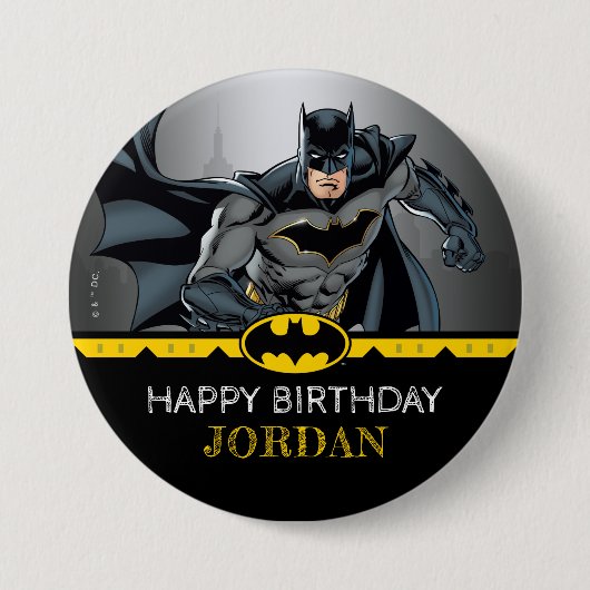 Batman | Chalkboard Happy Birthday Ronde Button 7,6 Cm (Voorkant)
