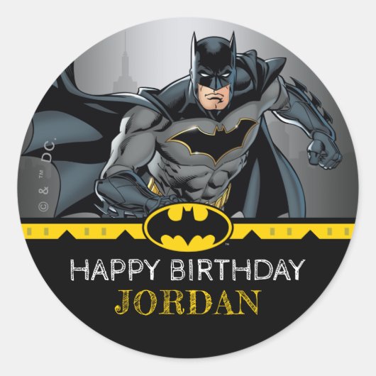 Batman | Chalkboard Happy Birthday Ronde Sticker (Voorkant)