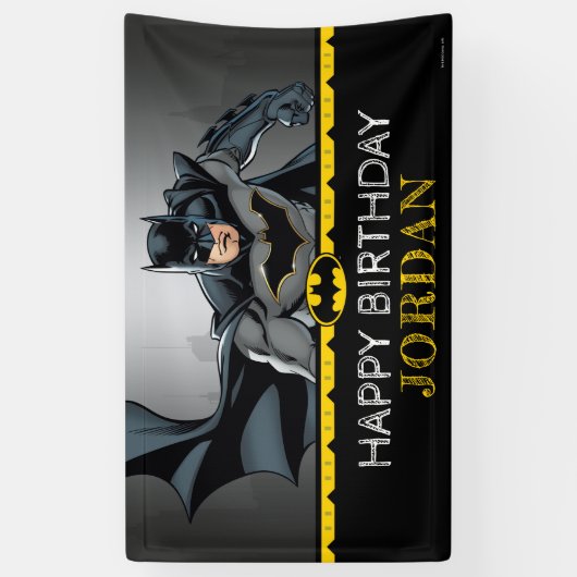 Batman | Chalkboard Happy Birthday Spandoek (Verticaal)