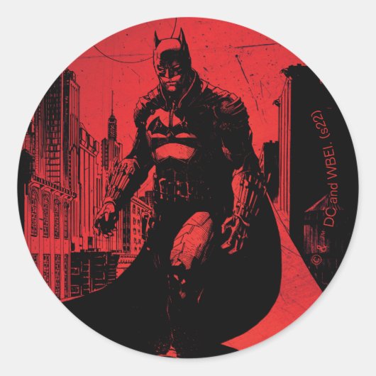 Batman Comic Book Illustration Ronde Sticker (Voorkant)
