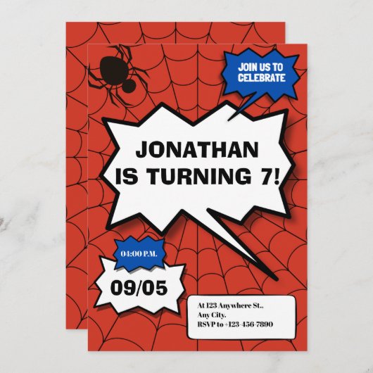 Batman Comic Style Kinderen Verjaardag Kaart (Voorkant / Achterkant)