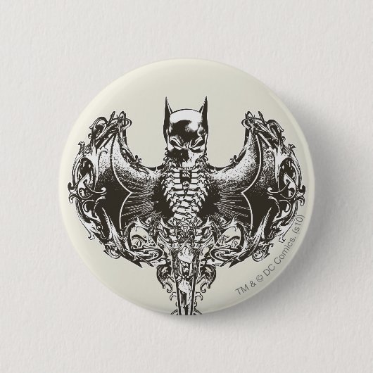 Batman Cowl en Skull Crest Ronde Button 5,7 Cm (Voorkant)