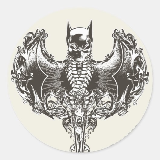 Batman Cowl en Skull Crest Ronde Sticker (Voorkant)