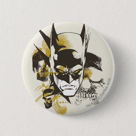 Batman Cowl en Skulls Ronde Button 5,7 Cm (Voorkant)