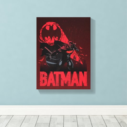 Batman Crimson Bat Signal Canvas Afdruk (Insitu (Houten vloer))