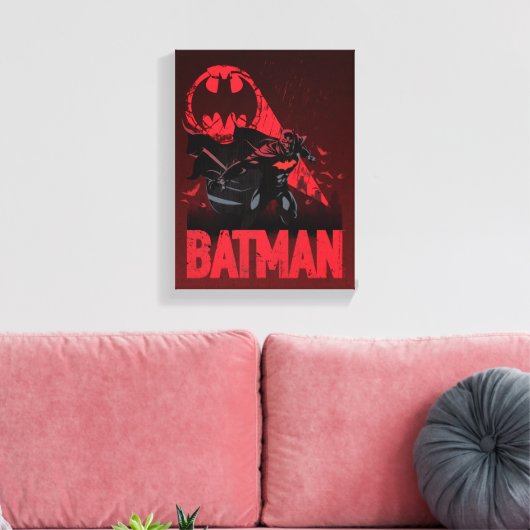 Batman Crimson Bat Signal Canvas Afdruk (Insitu (Woonkamer))