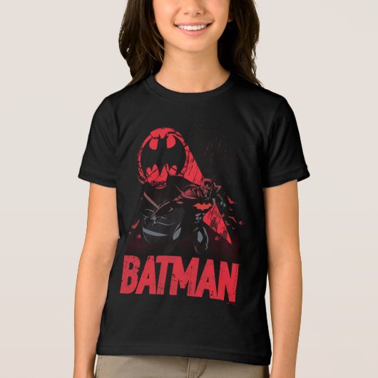 Batman Crimson Bat Signal Tri-Blend Shirt (Voorkant)