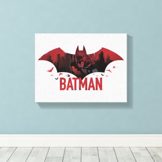 Batman Crimson Gotham Icon Canvas Afdruk (Insitu (Houten vloer))