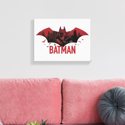 Batman Crimson Gotham Icon Canvas Afdruk (Insitu (Woonkamer))