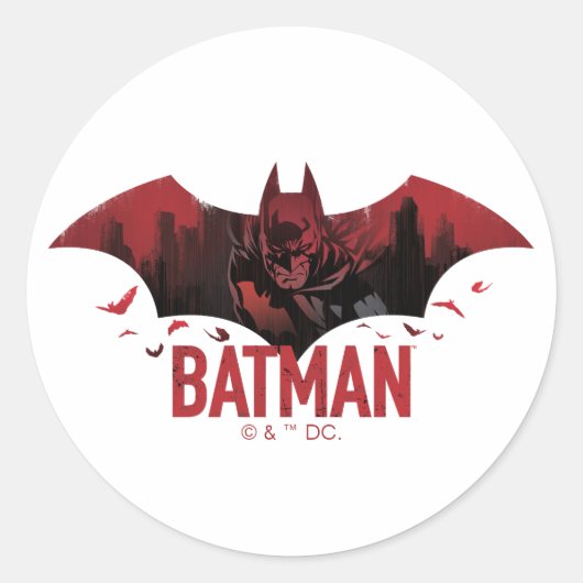 Batman Crimson Gotham Icon Ronde Sticker (Voorkant)