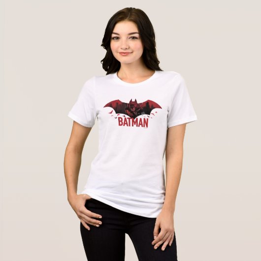 Batman Crimson Gotham Icon Tri-Blend Shirt (Voorkant volledig)