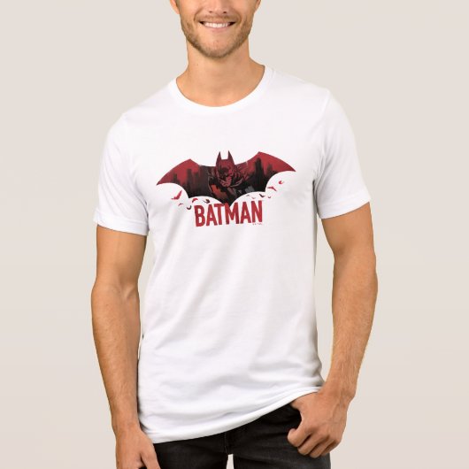 Batman Crimson Gotham Icon Tri-Blend Shirt (Voorkant)