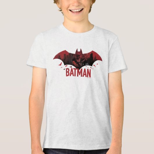 Batman Crimson Gotham Icon Tri-Blend Shirt (Voorkant)