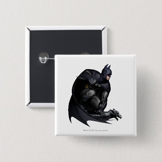 Batman Crouching Vierkante Button 5,1 Cm (Voorkant /achterkant)