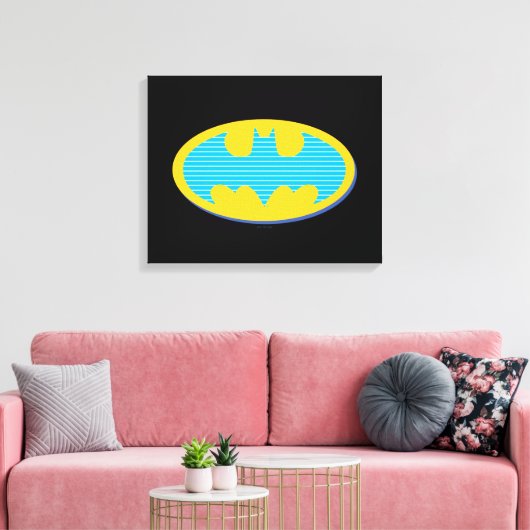 Batman | Cyaan Stripesymbool Canvas Afdruk (Insitu (Woonkamer))